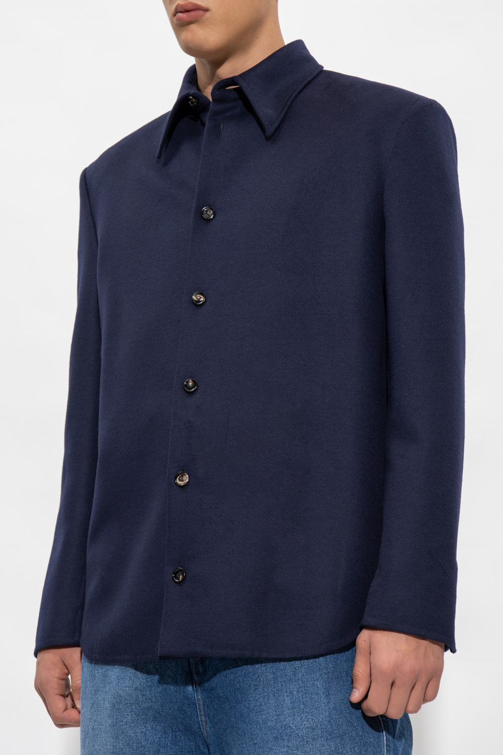 Navy blue Wool shirt jacket Bottega Veneta